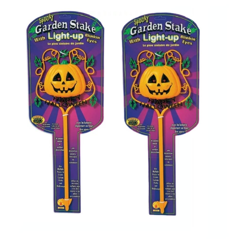2 Pack Halloween Decoration Light-up Pumpkin Garden Stake